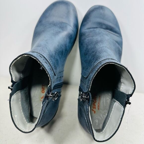 Jsport Jenna Ankle Boots Women 7 M Blue Faux Leather Side Zip Memory Foam Bootie - Picture 6 of 8